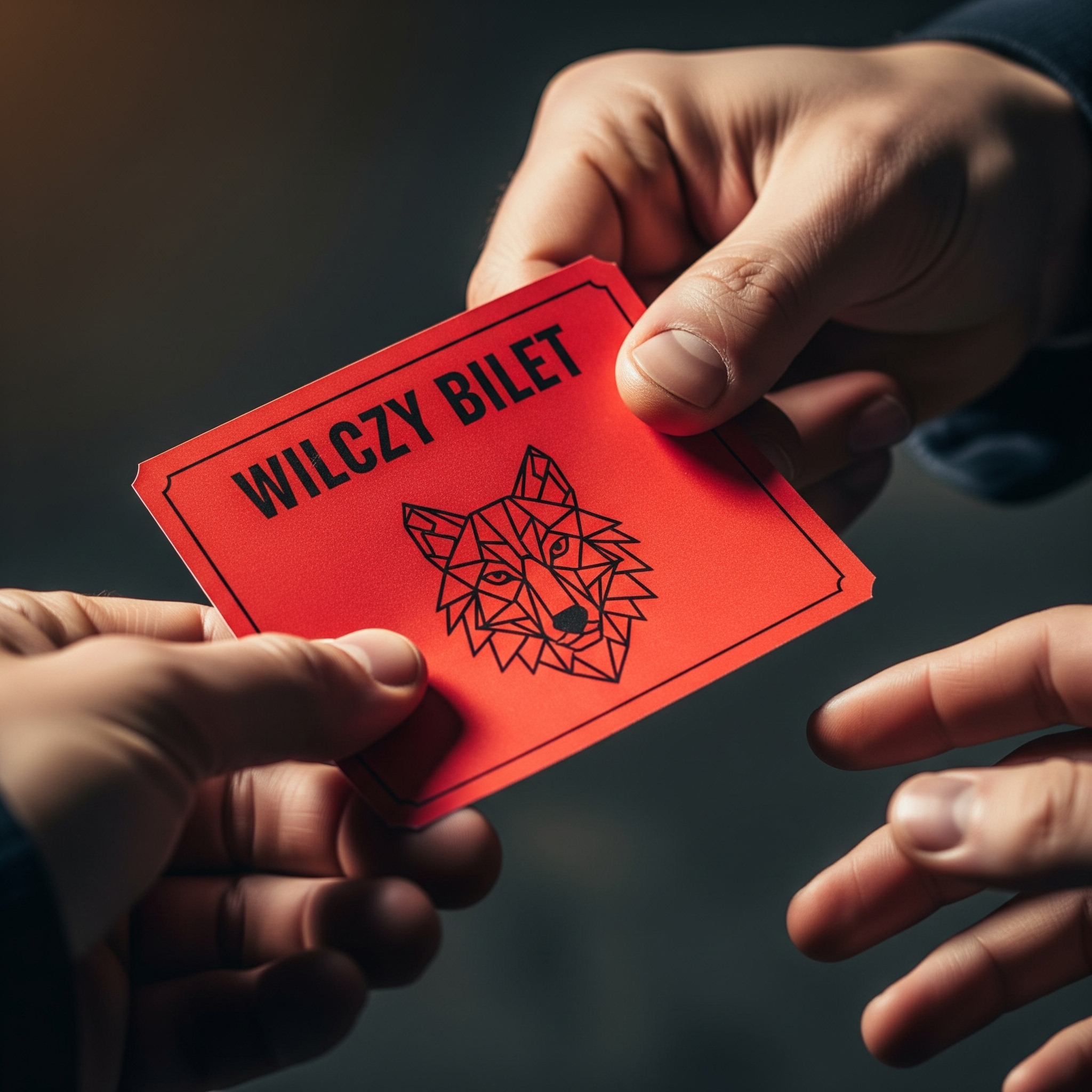 Fotomontaż: bilety w dłoni (czerwony z przodu)